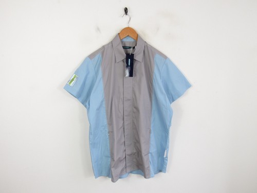 Brandneu mit Etikett Deadstock Kronk Retro 80er Hemd blau zweifarbig geknöpft Kurzarmhemd L