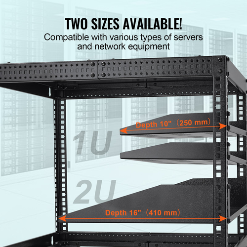 2 Pack 1U Server Rack Shelf Vented 10" Deep 50lb Capacity for 19" Network Rack - Picture 5 of 12