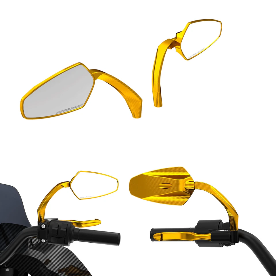 Espejos retrovisores dorados para motocicleta Harley Softail Dyna Street Bob Low Rider  Foto 3 de 4