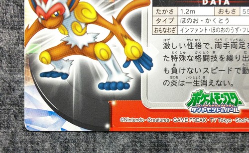 Infernape Pokemon Carddass Zukan Card 006 GOUKAZARU Nintendo Very Rare #40-50 - Picture 9 of 10
