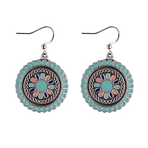 Vintage Women Round Colourful Flower Ear Hook Drop Handcrafted Earrings Jewelry - Picture 19 of 42