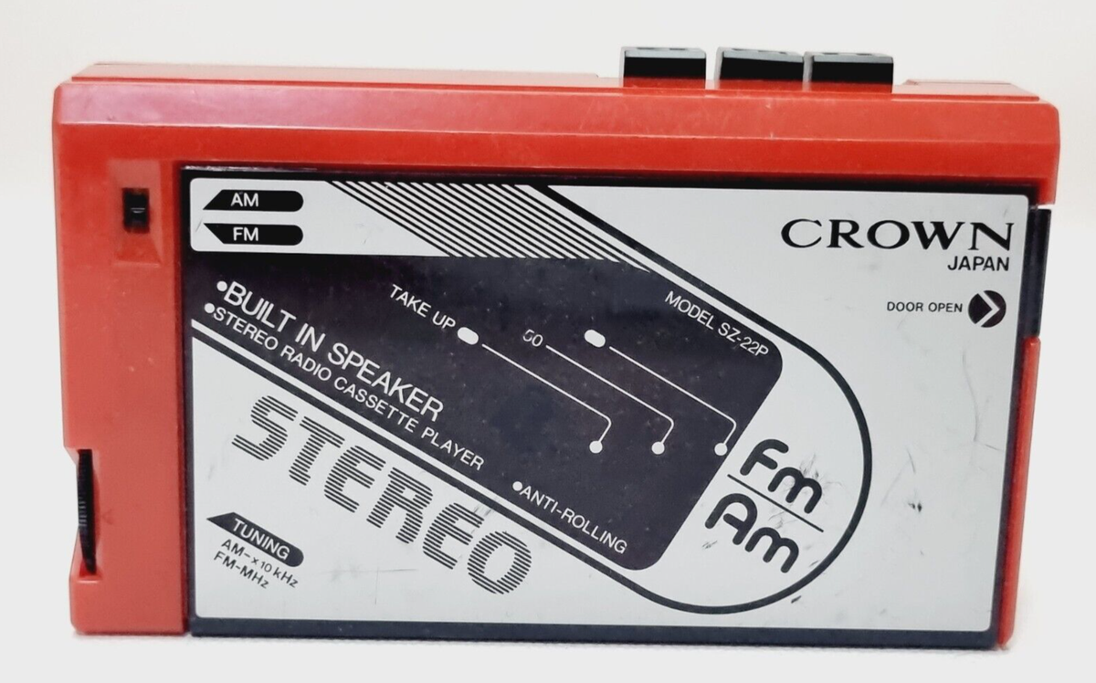 Vintage Crown Stereo Cassette Player Walkman Red Rare - SZ-22P