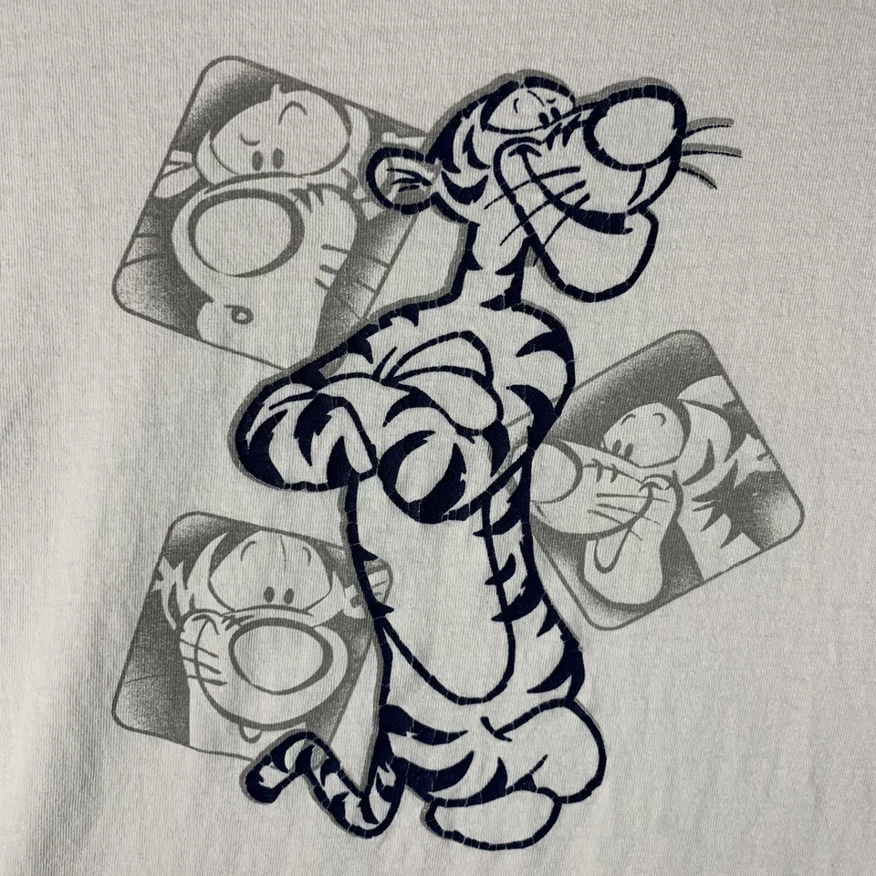 Camiseta De Colección Disney Para Hombre Grande Tiger Whinie The Pooh Blanca Hecha en EE. UU. Foto 2 de 4