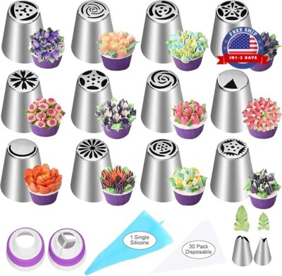 Juego de 47 boquillas rusas para repostería, mangas pasteleras y boquillas.neuvo