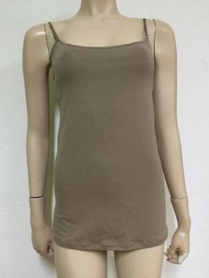 ACTIVE BASIC Womens CAMI TANK TOP Size S/M Spaghetti Strap Lined Stretch Khaki