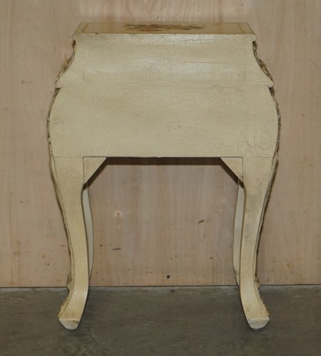 PAIR OF VINTAGE HAND PAINTED FRENCH BOMBE BEDSIDE / SIDE END TABLE SIZE CHESTS - 第 24/24 張圖片