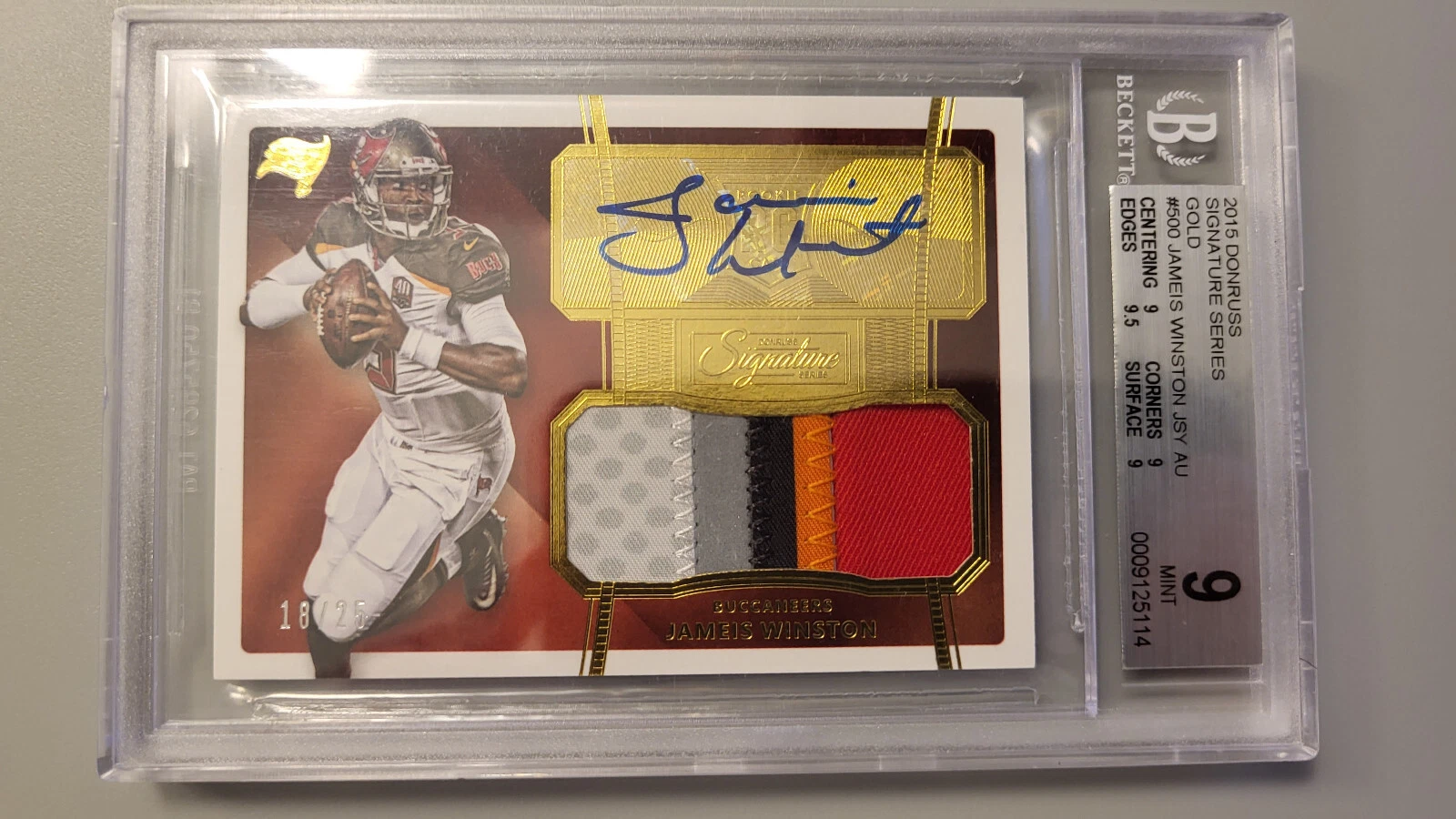 Jameis Winston Panini Donruss Signature Series #500 Autograph Jersey-Gold