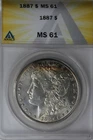 1887  ANACS MS 61 Morgan Silver Dollar  , Miss Liberty Head Dollar, $1