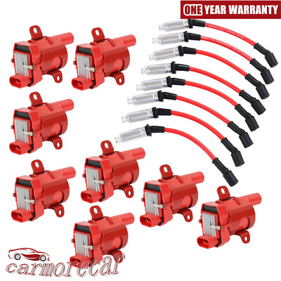 Round Ignition Coil Spark Plug Pack For Chevy Silverado GMC LS1 LS3 4.8 5.3L 8Pc