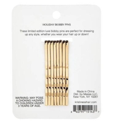 Lot of 4 Kristin Ess Holiday Luxe Bobby Pins Hair Care Green Red