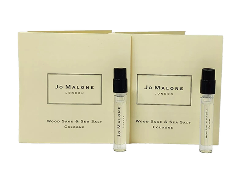 New Jo Malone Wood Sage and Sea Salt Sample Spray 0.05 oz 1.5ml X 2 with Card