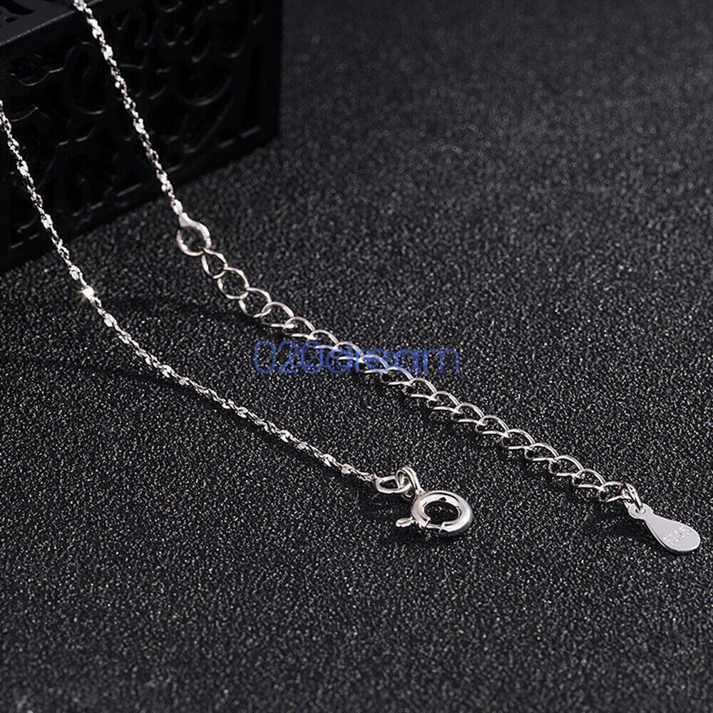 Real 925 Sterling Silver Necklace Thin Short Chain Extend Real 925 Sterling Silver Necklace Thin Short Chain Extend