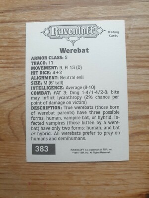 Ravenloft Trading Cards - 1991 - TSR- Various | eBay