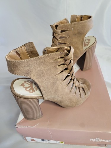 Fergalicious by Fergie Pardon, Sand Block Heel Zip Bootie (Size 5.5) - Picture 8 of 10