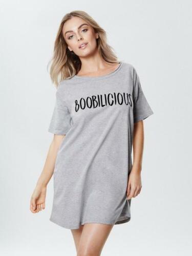 Camiseta de noche Ann Summers Boobilicious gris de gran tamaño talla 16-18 *En stock* - Imagen 1 de 2