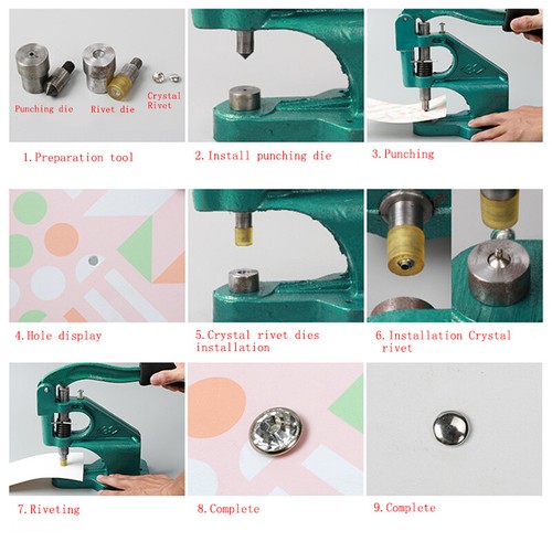 5~8mm Crystal Rhinestone Rivets Dies Snap Tools for Manual Punching Machine - Picture 6 of 10