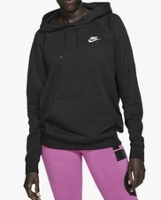 Size S - Nike Womens Sportswear Essential Fleece Hoodie, Black/White Sweatshirt