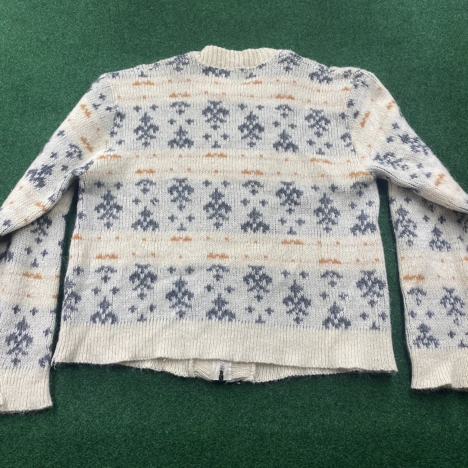 Cardigã Vintage 50S Mohair Suéter Masculino Médio Branco Peregrino Moletom com Zíper - Imagem 2 de 4