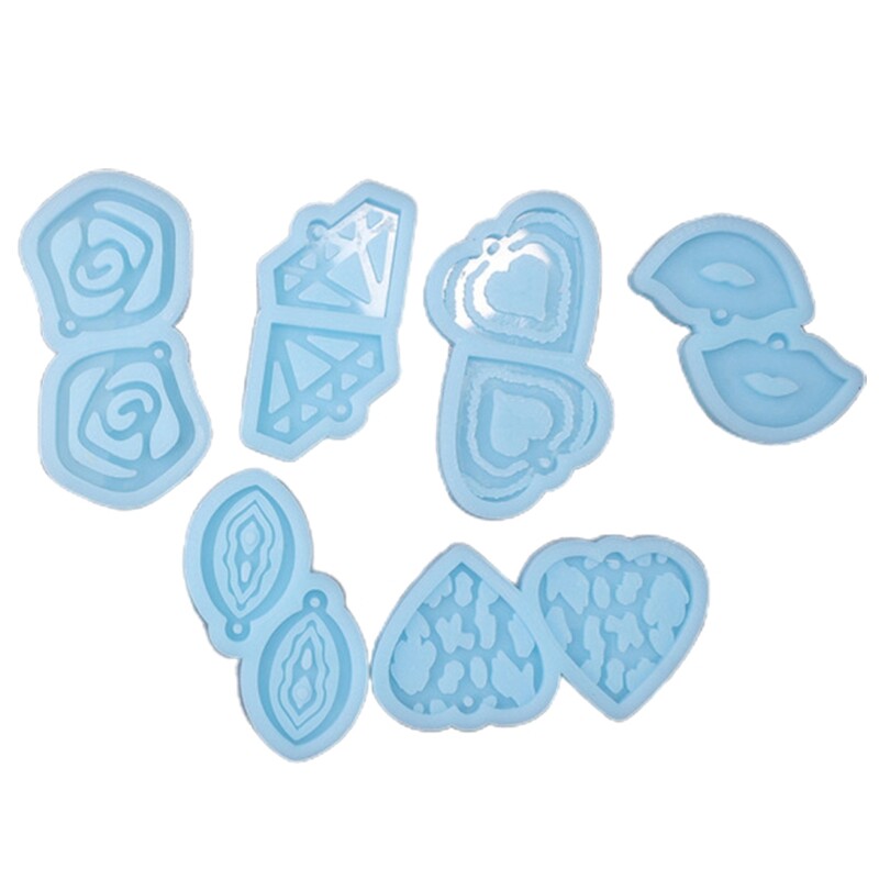 6-piece rose love earring mold for epoxy resin jewelry making