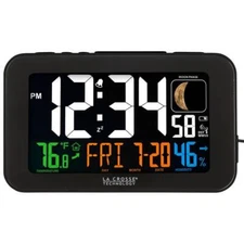 Alarm Clock 5.5 in Multi-Color LED Self-Setting Time Date USB Charging Port