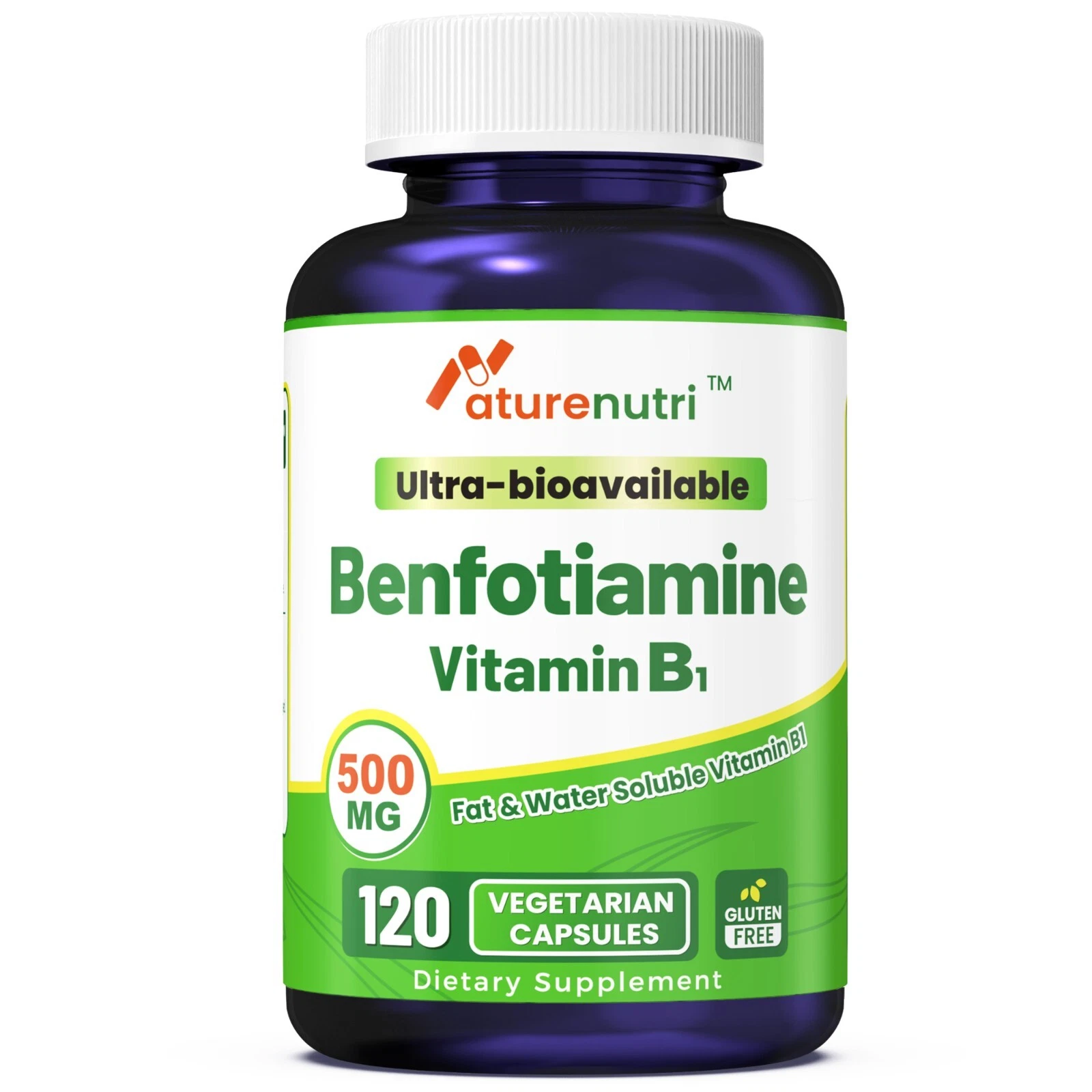 Benfotiamine 600mg Supplement - 120 Veggie Caps, Vitamin B1, Vegan, Premium Quality