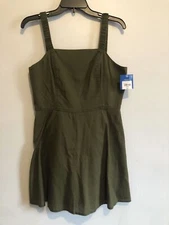 Arizona Jeans Co. Tank Dress Women's Size L Green Wide Strap Smoke Back Pullover