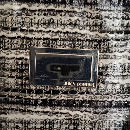 Juicy Couture Satchel Handbag Gray Black Tweed w/Pockets & Detachable Strap - Picture 5 of 9