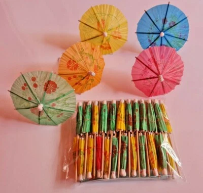 24 Umbrella Cocktail Sticks Drink Parasols Umbrellas