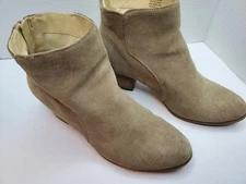 SOLE SOCIETY WOMEN'S TAN SUEDE LEATHER HEEL ZIP ANKLE BOOTS SIZE 9.5M