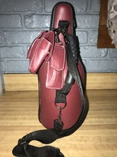 Caddy O Genuine Leather Wine Carrying Tote Set Chiller Zip Burgundy Leather USED