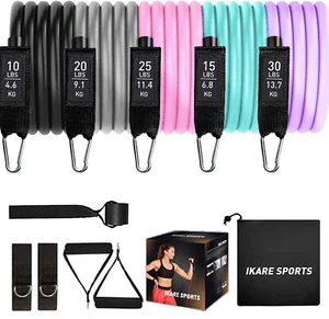 11 pcs Bandes de résistance Set de 10-100 lbs Poignées de mousse Poignée de cheville Sac d'ancrage de porte