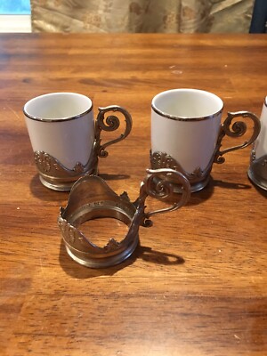 Set Of 4 Monopoli Demitasse Cup & MOD AB DEP 800 Italy Metal