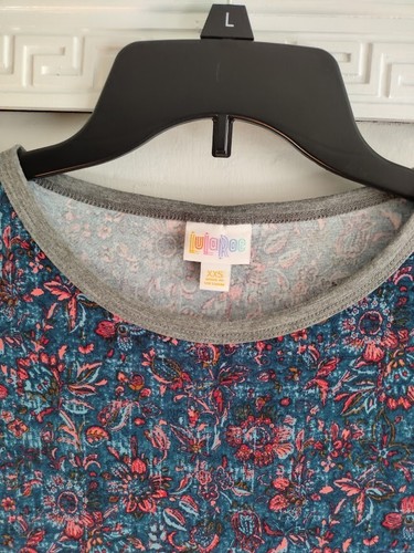 LulaRoe Julia Summer Casual Cotton Midi T-Shirt Dress Size XXS Navy & Multicolor - Picture 5 of 9