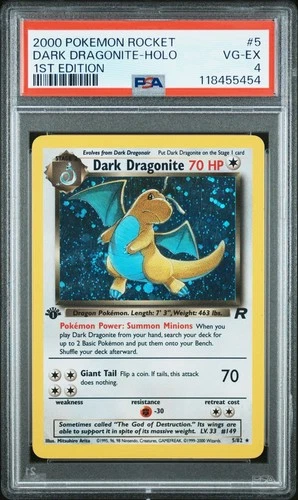 Dark Dragonite 5/82 1st Edition Holo Rare Pokemon TCG Team Rocket PSA 4 VG-EX