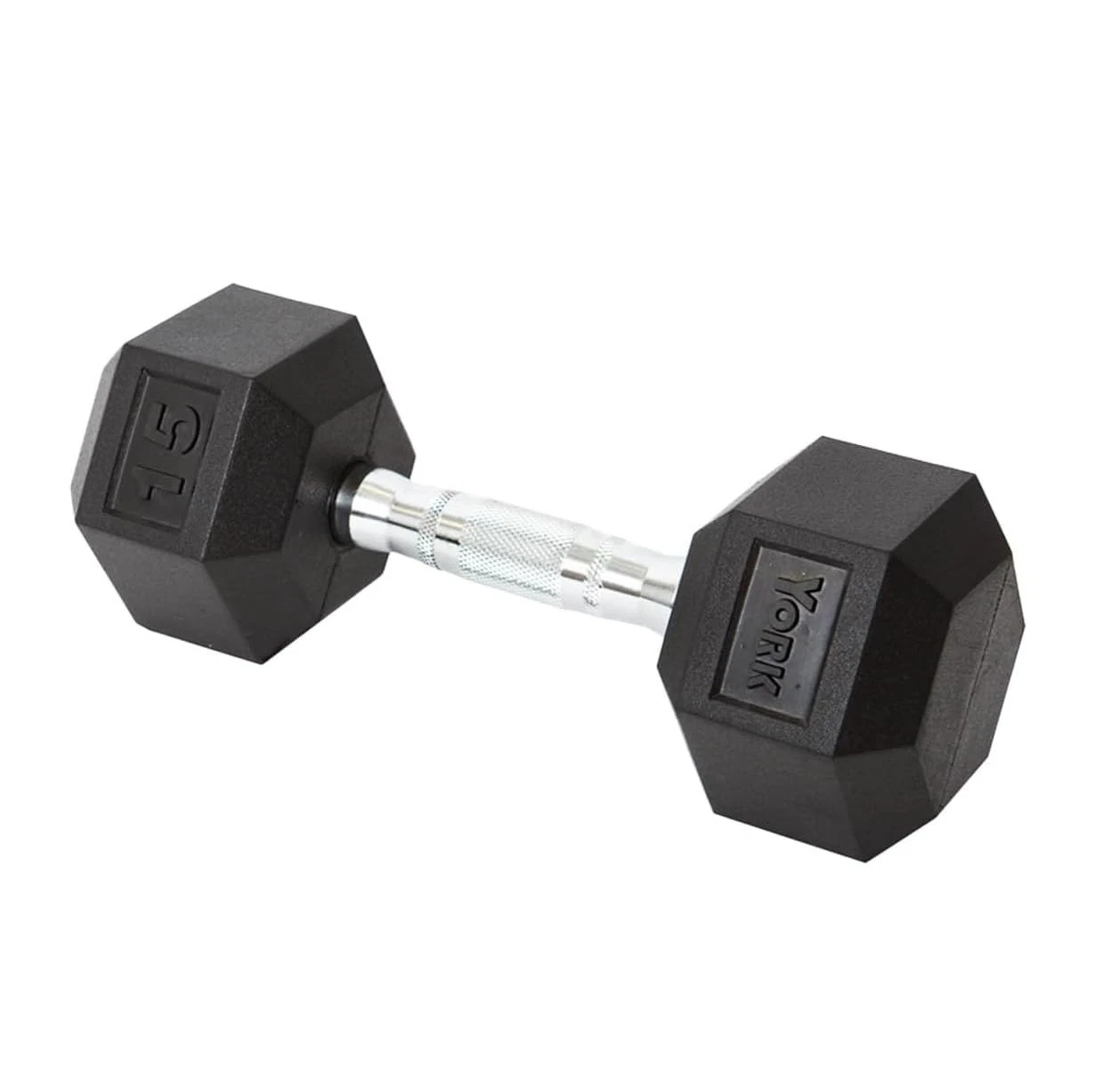 York Barbell Hex Dumbbell Set 15LB Rubber Coated Fixed Weight Dumbbells Pack 1