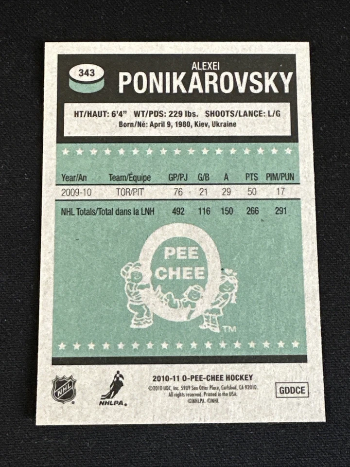 2010-11 O Pee Chee Retro Parallel 343 Alexei Ponikarovsky Los Angeles Kings - Image 2 of 2