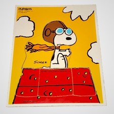 Playskool Snoopy Flying Ace 6 Piece Wooden Puzzle 1965 Made in the USA - Schulz