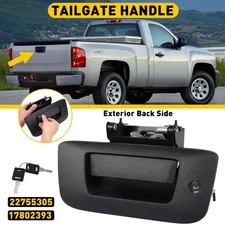 For GM Pickup Tailgate Handle & Bezel Kit with Lock & Camera Hole Textured Black