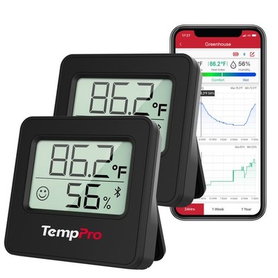 TempPro TP357W Bluetooth Hygrometer Thermometer 260ft Range Smart App 1/2/3 Pack