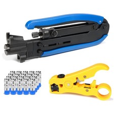 Coax Cable Crimper Kit with 20 F Compression Connectors