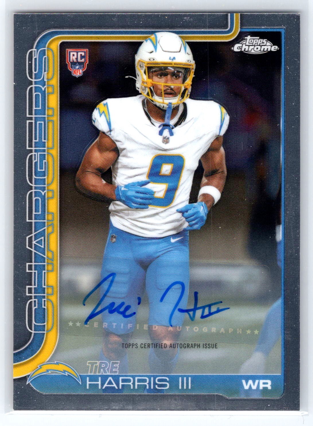 Tre Harris 2025 Topps Chrome Rookie Auto! Chargers