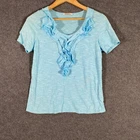 Regatta Top Womens Size 12 Blue Ruffles Coastal Office Career Minimalist City S2