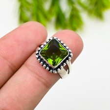 Green Peridot Gemstone 925 Sterling Silver Ring Handmade Jewelry Ring For Gift