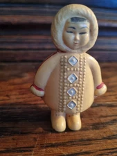 Antique old Doll Toy 1950 Celluloid Yakut Alaska Yupik Eskimo Chukchi Inuit vtg