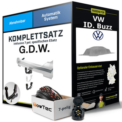 Für VW ID. Buzz Typ EBB , EBJ Anhängerkupplung abnehmbar +eSatz 7pol 05.22- AHK