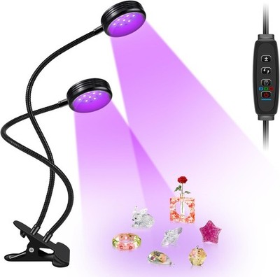 USB UV Black Light Dual Head 10W 395nm-405nm LED Lamp with Clamp