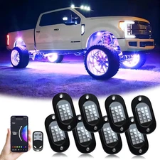 8-Pod RGB LED Rock Lights – APP Control Waterproof Off-Road Truck Kit