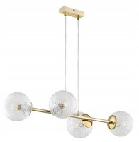 HäNgelampe KüChe 4-Flammig Glas Gold Metall E27 L:15 Cm Pendelleuchte Esszimmer