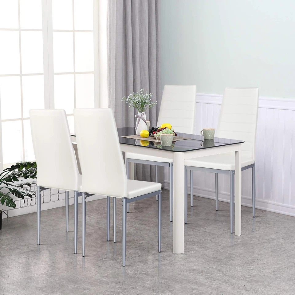 4 PK KOTEK PU Leather Dining Chairs Upholstered Side Chairs Steel Frame White - Image 2 of 4