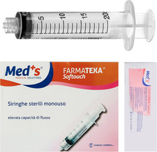 50 Siringhe Monouso Sterili Da 20 Ml Attacco LUER LOCK - Siringa Sterile Senza A